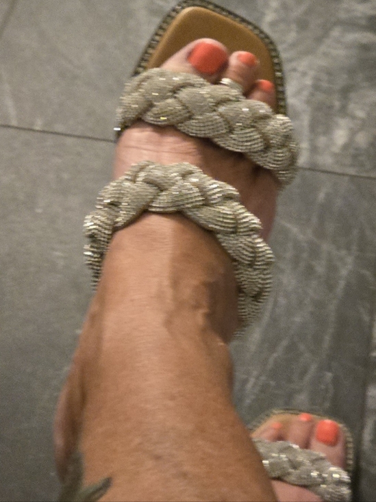 Madden Girl Shoes - Madden Girl Braided Metallic Beaded Sandals - Silver